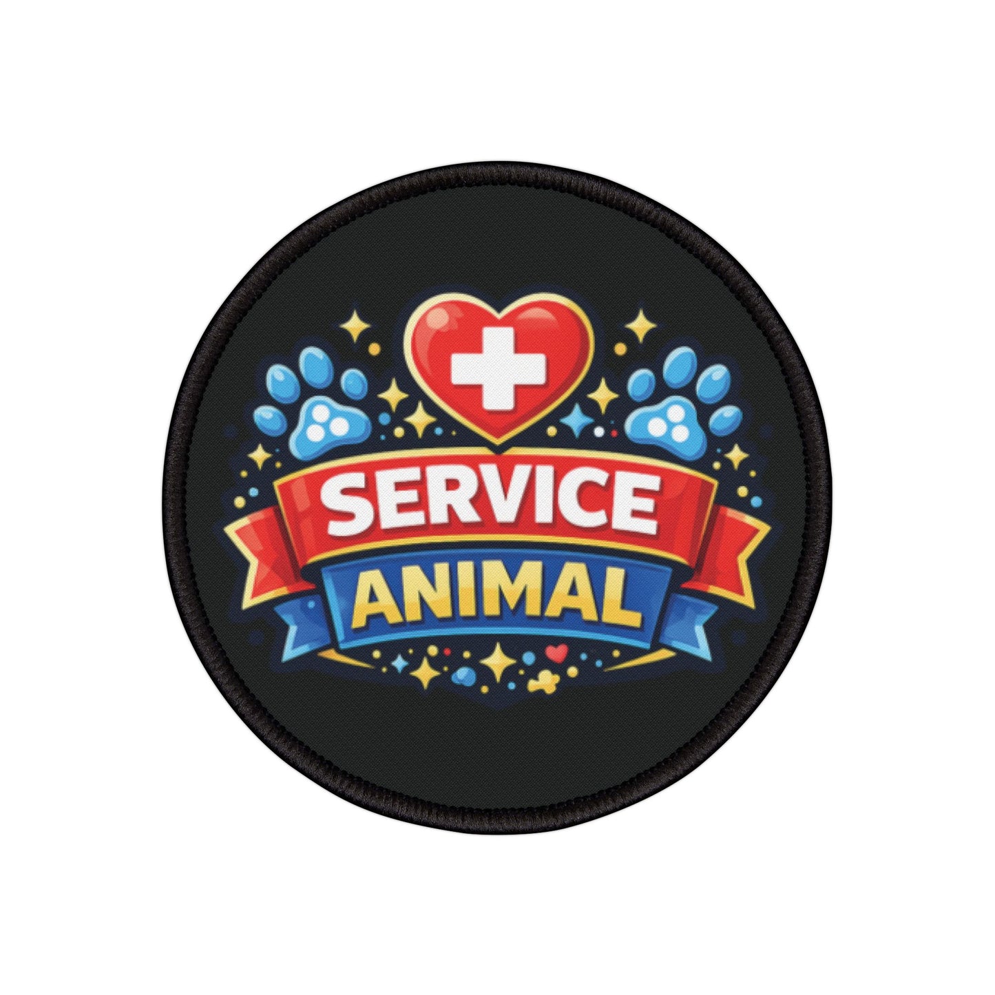 Service Animal Iron-On Patch - Red and Blue