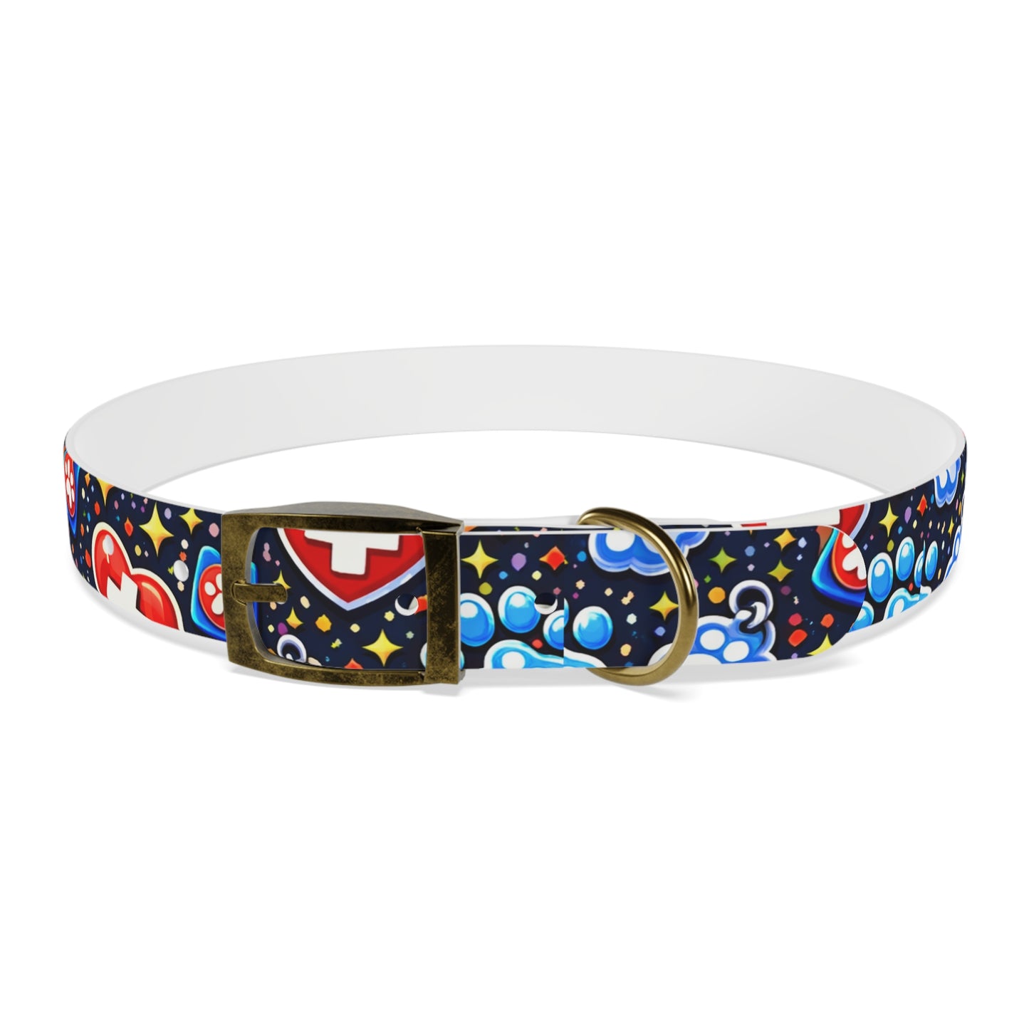 Dog Collar — Cute Paw & Heart Patterned Pet Collar (Red and Blue)