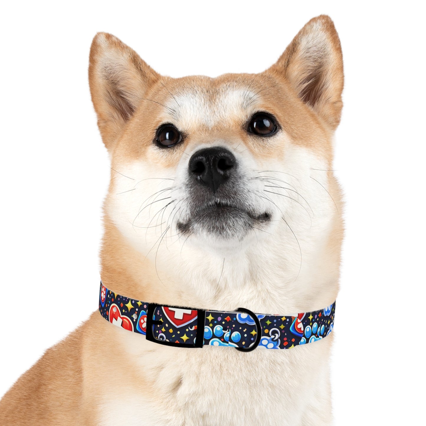 Dog Collar — Cute Paw & Heart Patterned Pet Collar (Red and Blue)