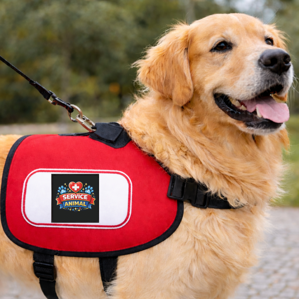 Service Animal Iron-On Patch - Red and Blue