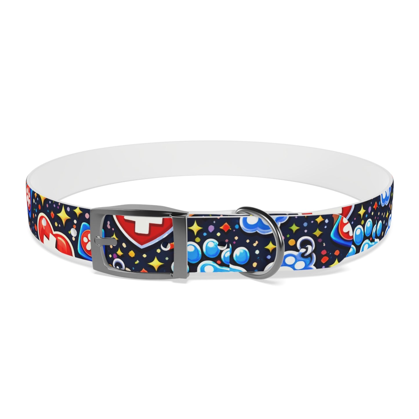 Dog Collar — Cute Paw & Heart Patterned Pet Collar (Red and Blue)