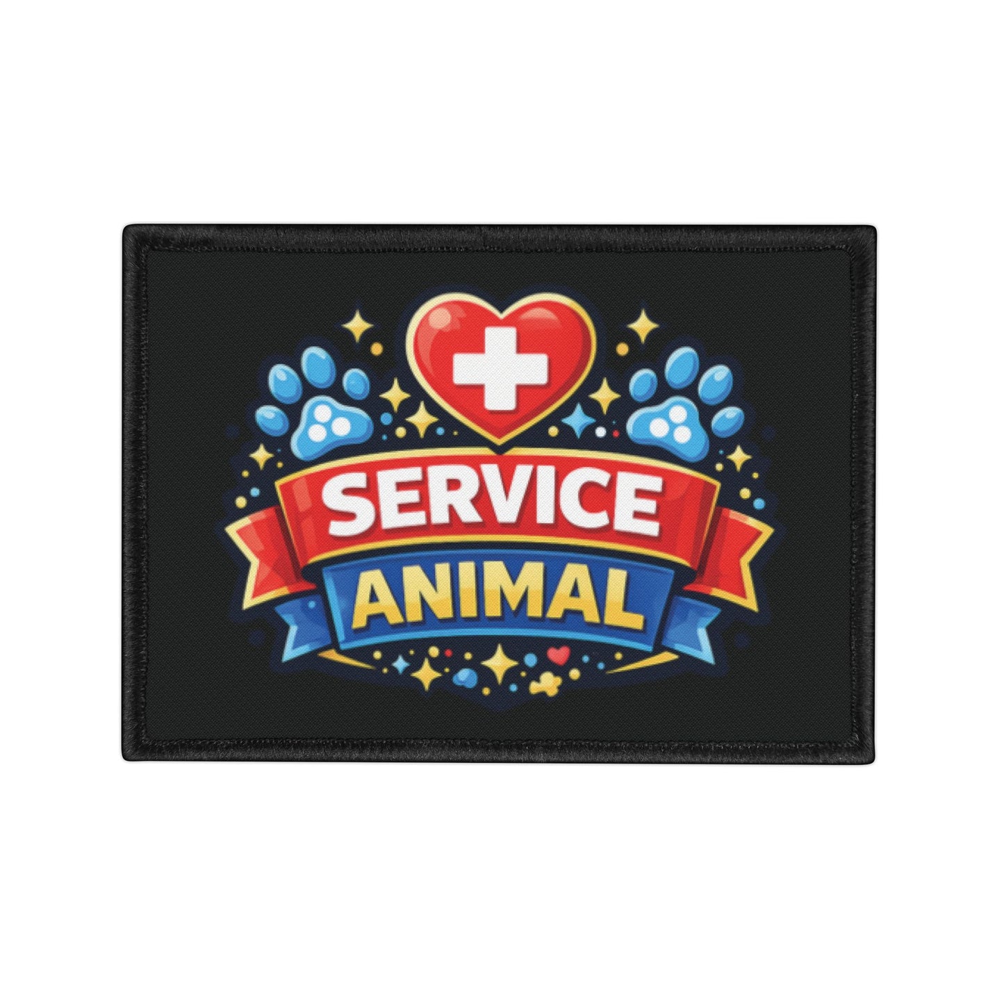 Service Animal Iron-On Patch - Red and Blue