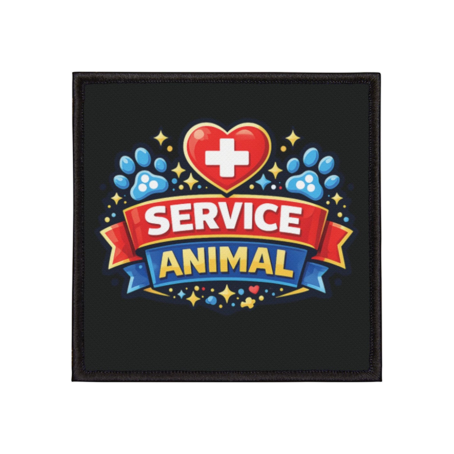 Service Animal Iron-On Patch - Red and Blue
