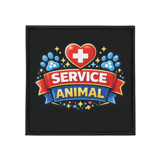 Service Animal Iron-On Patch - Red and Blue