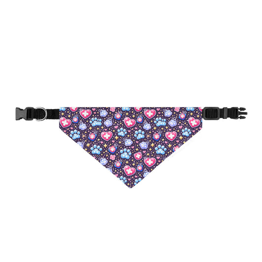 Clip-on Pet Bandana, Paw & Heart Pattern, Collar Bandana for Dogs & Cats, Purple