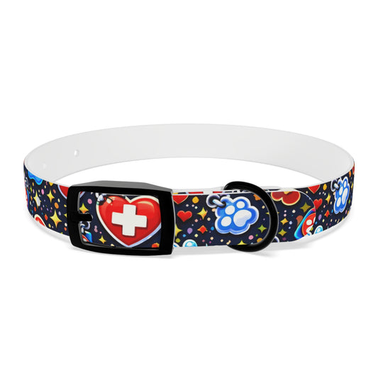 Dog Collar — Cute Paw & Heart Patterned Pet Collar (Red and Blue)