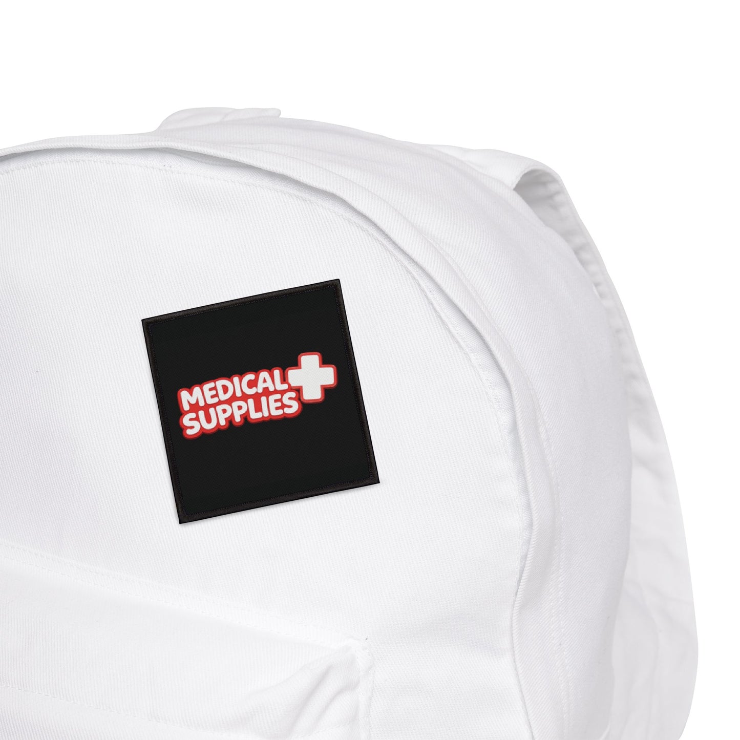 White bag with a black label reading 'Medical Supplies' on a white background