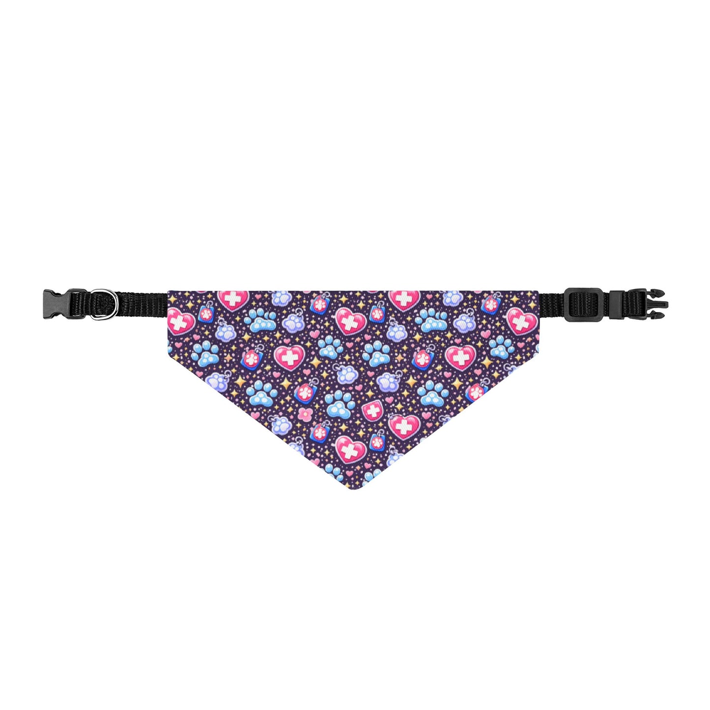 Clip-on Pet Bandana, Paw & Heart Pattern, Collar Bandana for Dogs & Cats, Purple
