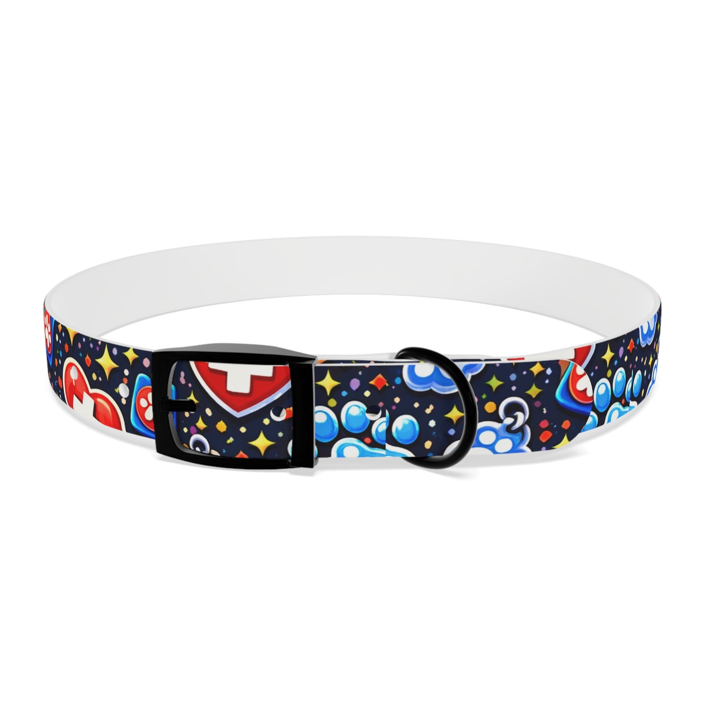Dog Collar — Cute Paw & Heart Patterned Pet Collar (Red and Blue)