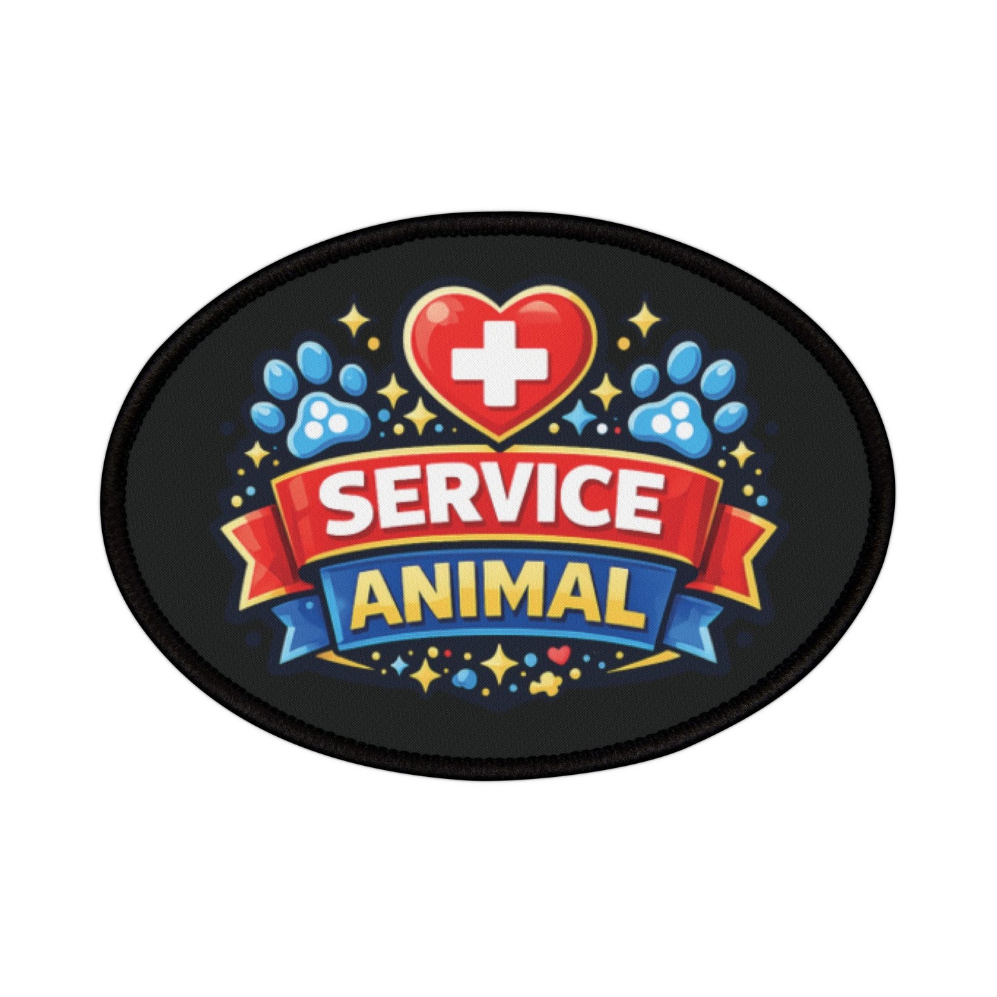 Service Animal Iron-On Patch - Red and Blue